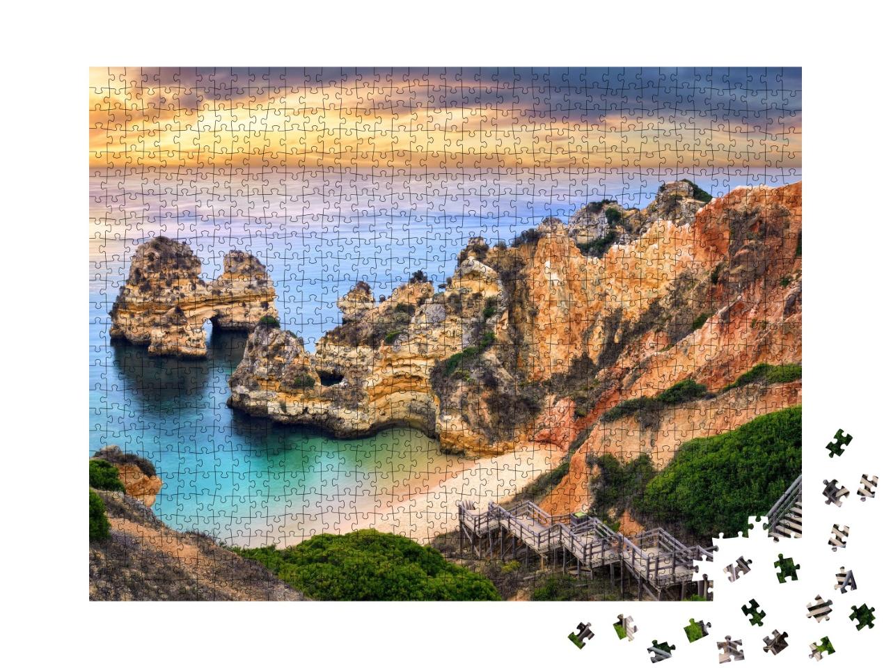 Puzzle 1000 Teile „Der wunderschöne Camilo-Strand in Lagos, Portugal“