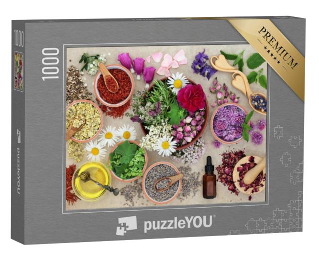 Puzzel 1000 stukjes „Ingrediënten voor de productie van etherische oliën“