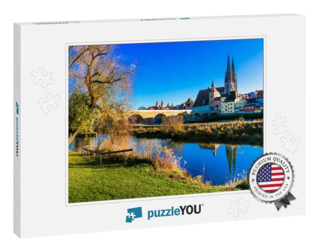 Travel in Germany - Beautiful Town Regensburg Over Danube... Jigsaw Puzzle