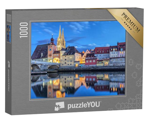 Puzzel 1000 stukjes „Historische stenen brug, Regensburg, Duitsland“