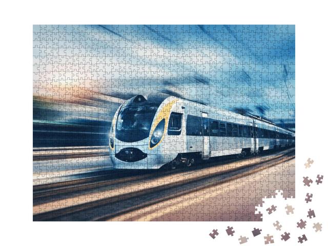 Puzzle 1000 Teile „High-Speed-Zug rast durch den Bahnhof“