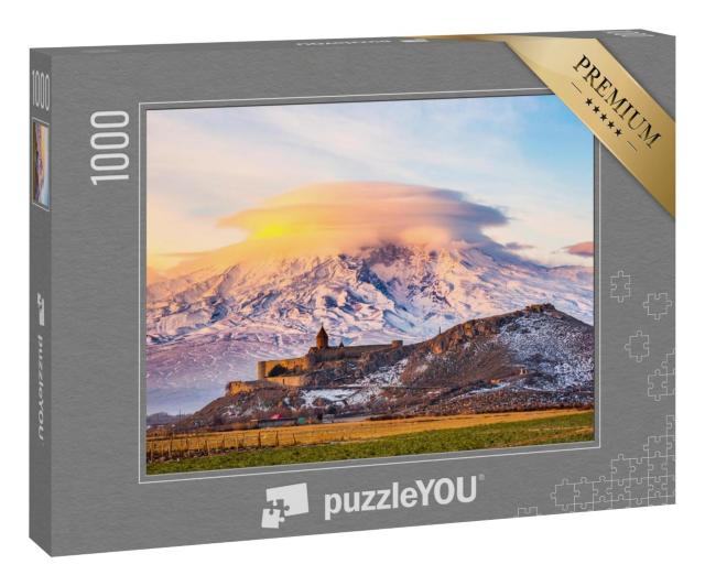 Puzzle 1000 Teile „Sonnenaufgang über dem Khor Virap-Kloster und Berg Ararat, Armenien“