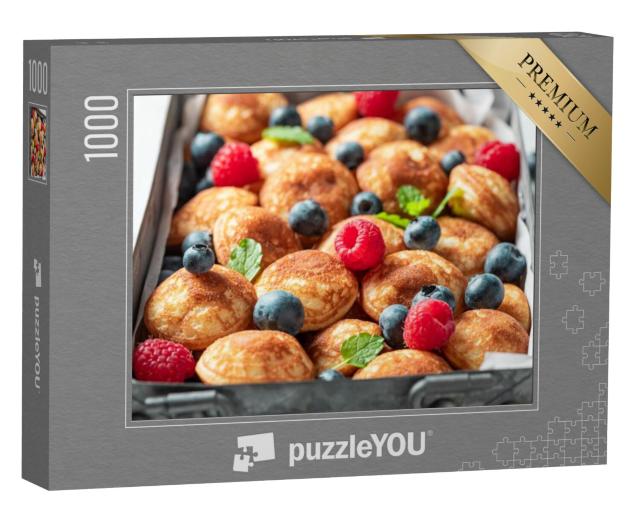 Puzzel 1000 stukjes „Zoete mini-pannenkoekjes "Poffertjes" met fruit“