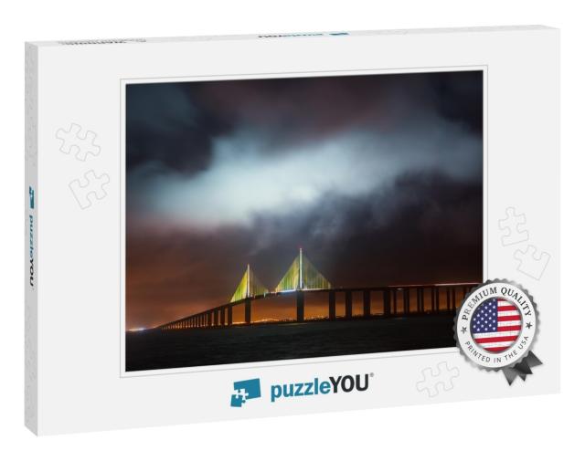Sunshine Skyway Bridge in Tampa Bay Saint Petersburg Flor... Jigsaw Puzzle