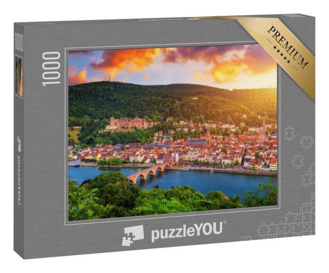 Puzzle 1000 Teile „Panoramablick auf Heidelberg mit Neckar, Deutschland“