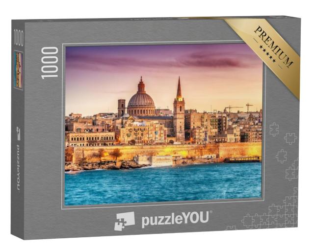 Puzzel 1000 stukjes „Haven van Marsans bij zonsondergang, Valletta, Malta“