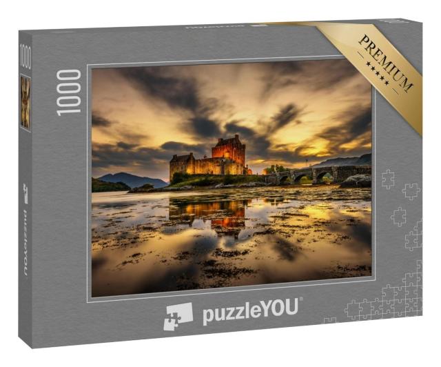 Puzzle 1000 Teile „Atemberaubender Sonnenuntergang über Eilean Donan Castle, Schottland“