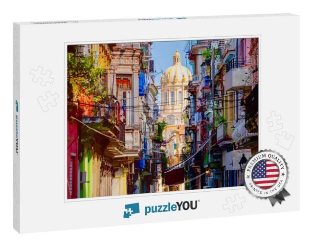 Colorful Street in Old Havana with the Presidential Palac... Jigsaw Puzzle