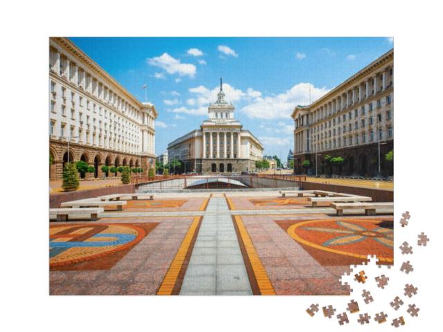 Puzzel 1000 stukjes „Socialistisch classicisme: Ensemble van drie gebouwen in Sofia, Bulgarije“