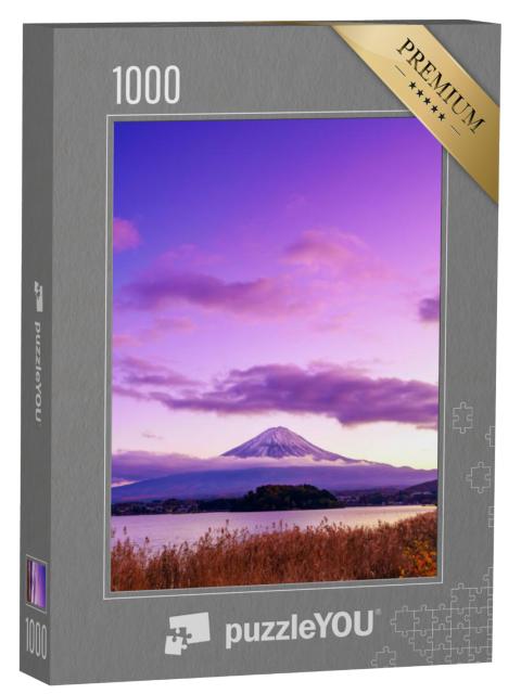 Puzzel 1000 stukjes „Mystieke berg Fuji, uitzicht vanaf het meer van Kawaguchi, Japan“