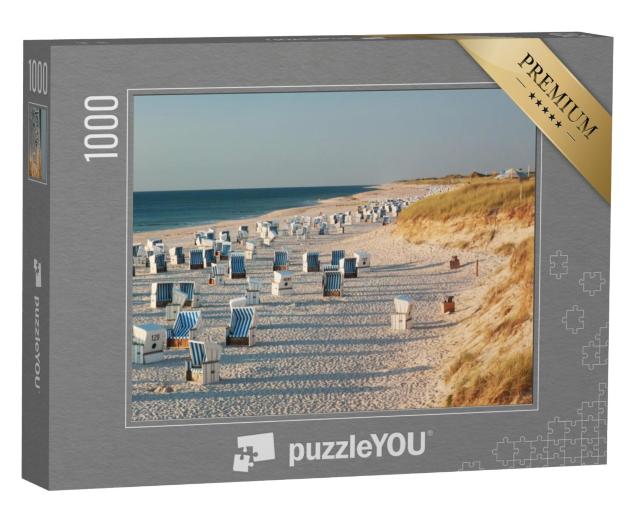 Puzzel 1000 stukjes „Strand met strandstoelen in het avondlicht bij Kampen op Sylt“