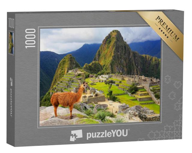 Puzzel 1000 stukjes „Lama's bij Machu Picchu, Peru“