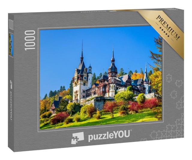 Puzzle 1000 Teile „Das königliche Schloss Peles mit Ziergarten, Karpaten, Rumänien“