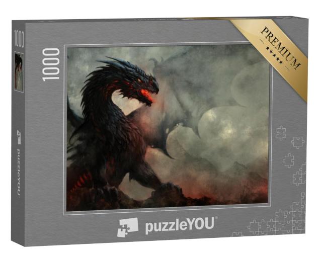 Puzzel 1000 stukjes „Draak met zwarte vleugels“