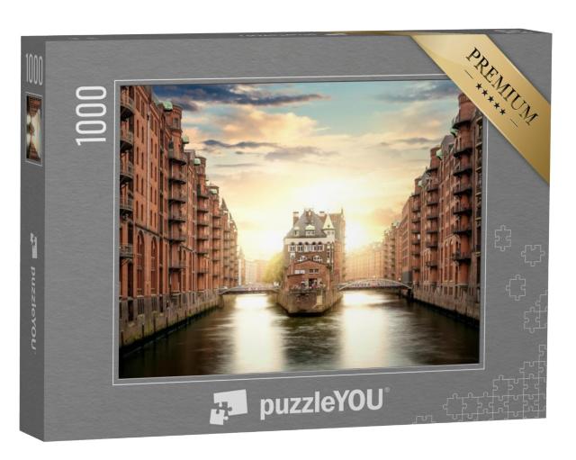 Puzzel 1000 stukjes „Speicherstadt in Hamburg bij zonsopgang“