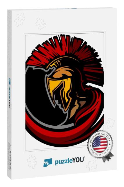 Graphic Trojan or Spartan Vector Mascot with Headdress... Jigsaw Puzzle