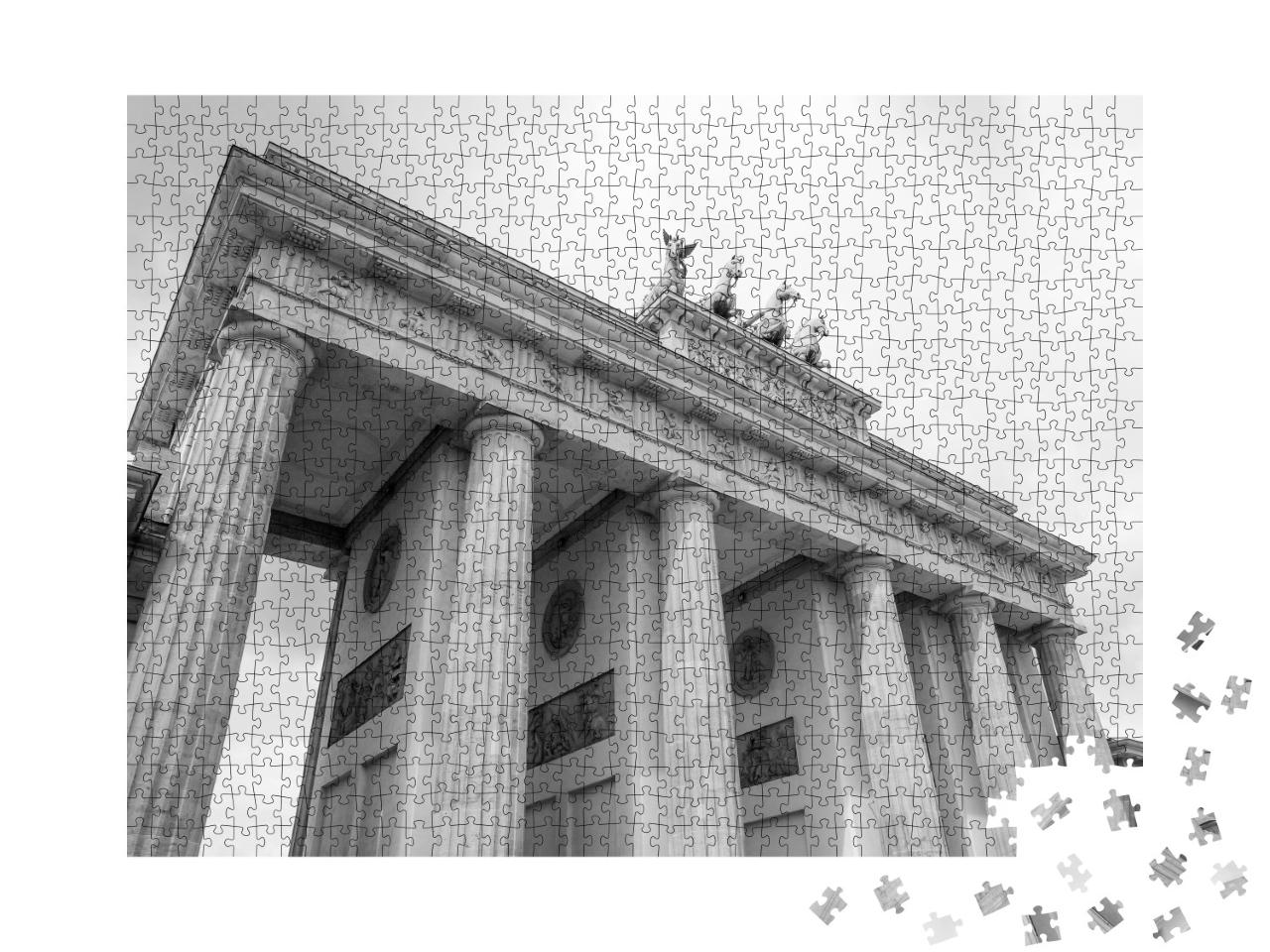Puzzle 1000 Teile „Brandenburger Tor: berühmtes Wahrzeichen von Berlin, Schwarz-Weiß“