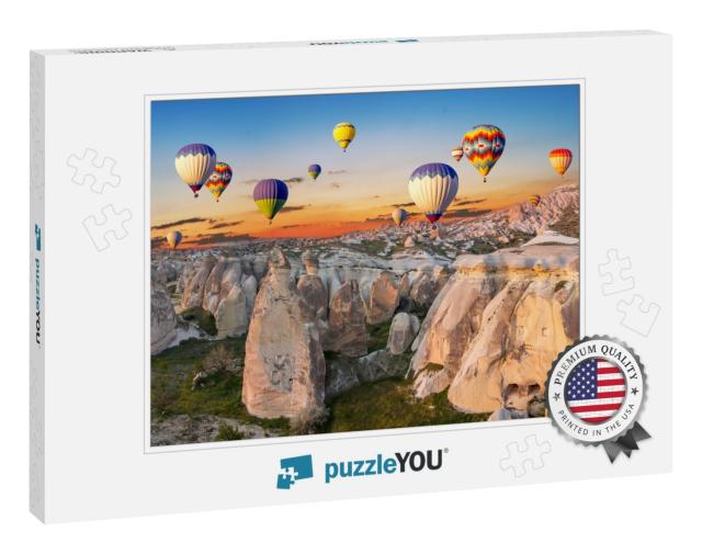 Hot Air Balloons At Sunset Over the Cave Town, Cappadocia... Jigsaw Puzzle