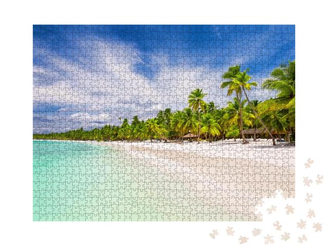 Puzzle 1000 Teile „Palmen am weißen Sandstrand in Punta Cana, Dominikanische Republik“
