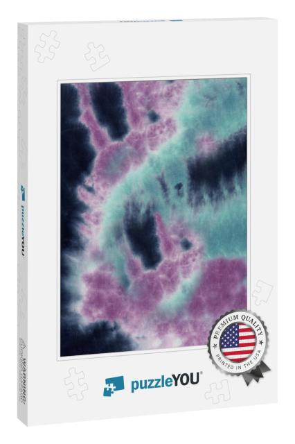 Tie Dye Navy Teal 2 Color Cloud... Jigsaw Puzzle