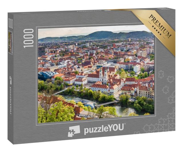 Puzzle 1000 Teile „Luftaufnahme von Stadtzentrum Graz, Österreich“