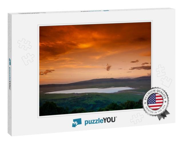 African Sunset Over the Ngorongoro Crater, Tanzania... Jigsaw Puzzle