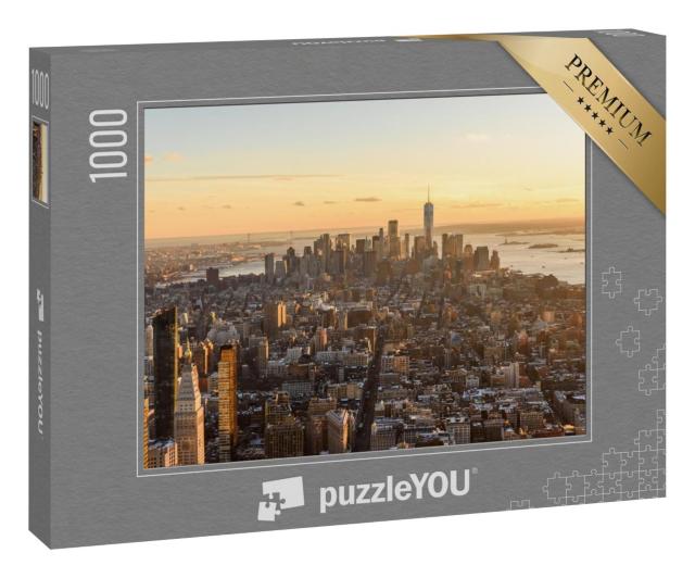 Puzzle 1000 Teile „Manhattan mit Empire State Building von oben, Sepia-Ansicht“