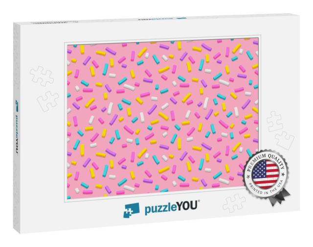 Seamless Pattern of Pink Donut Glaze with Many Decorative... Jigsaw Puzzle