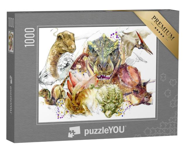 Puzzel 1000 stukjes „Tropisch exotisch bos met dinosaurussen“