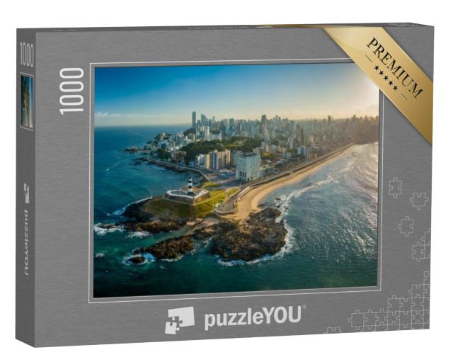 Puzzel 1000 stukjes „Luchtfoto van de Farol da Barra, Salvador, Bahia, Brazilië“