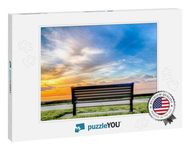 Picture of a Park Bench During a Beautiful Sunrise... Jigsaw Puzzle