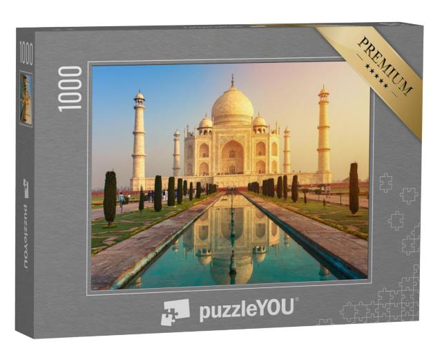 Puzzel 1000 stukjes „Een wereldberoemd gebouw: Taj Mahal aan de Yamuna, Agra, India“