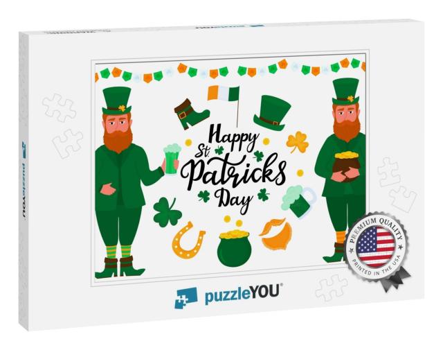 Happy St. Patrick S Day Set of Clipart & Cartoon... Jigsaw Puzzle