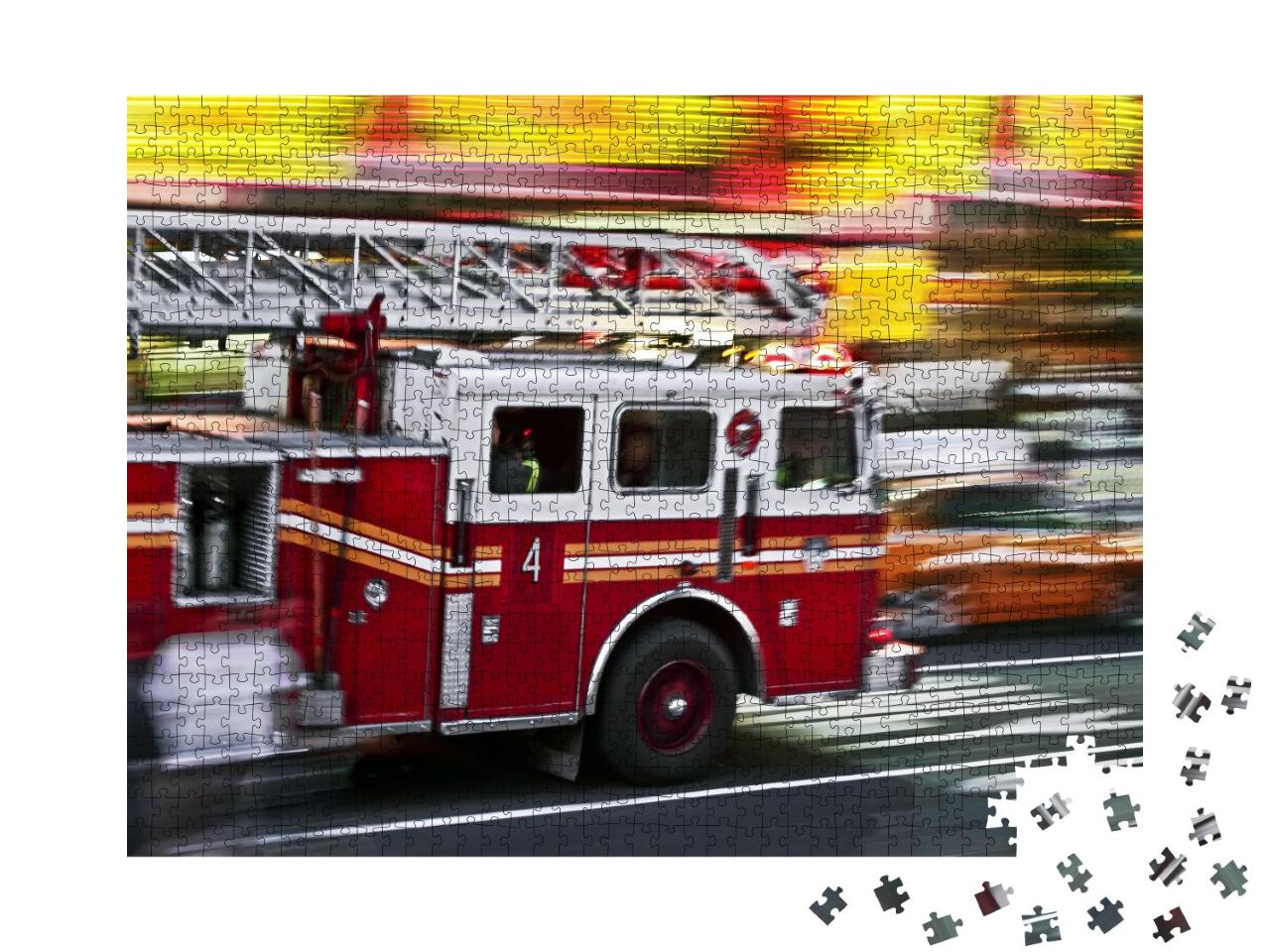 Puzzle 1000 Teile „Feuerwehrauto im Einsatz“