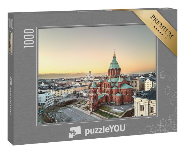 Puzzle 1000 Teile „Luftaufnahme der malerischen Uspenski-Kathedrale, Helsinki, Finnland“