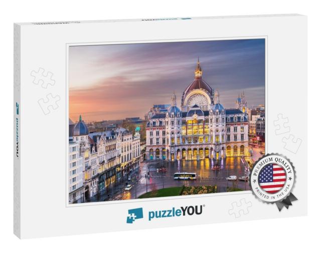 Antwerp, Belgium Cityscape At Central Railway Station fro... Jigsaw Puzzle