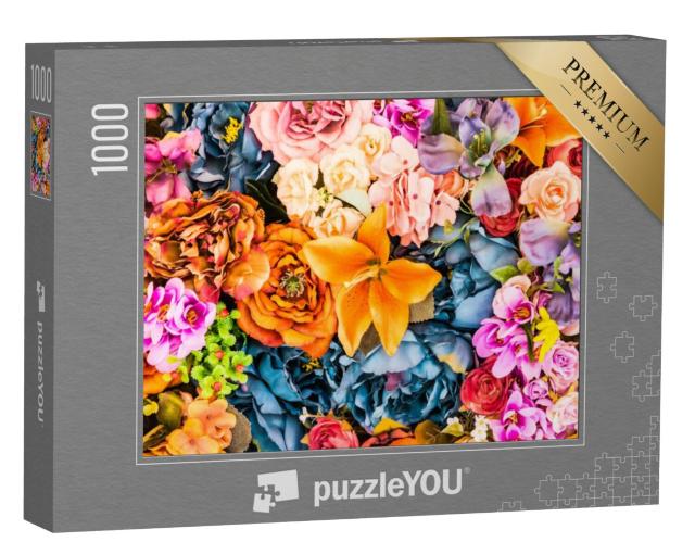 Puzzel 1000 stukjes „Kleurrijke bloemen in close-up“