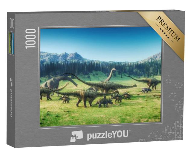 Puzzel 1000 stukjes „Dinosaurussen in de vallei“