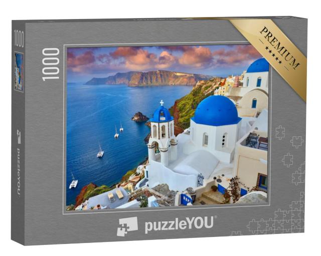 Puzzel 1000 stukjes „Zonsopgang boven Fira op Santorini, Griekenland“