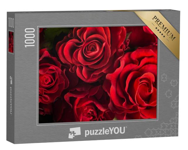 Puzzel 1000 stukjes „Boeket verse rode rozen“