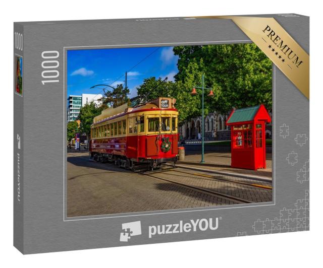 Puzzle 1000 Teile „Historische Straßenbahn in Christchurch, Neuseeland“