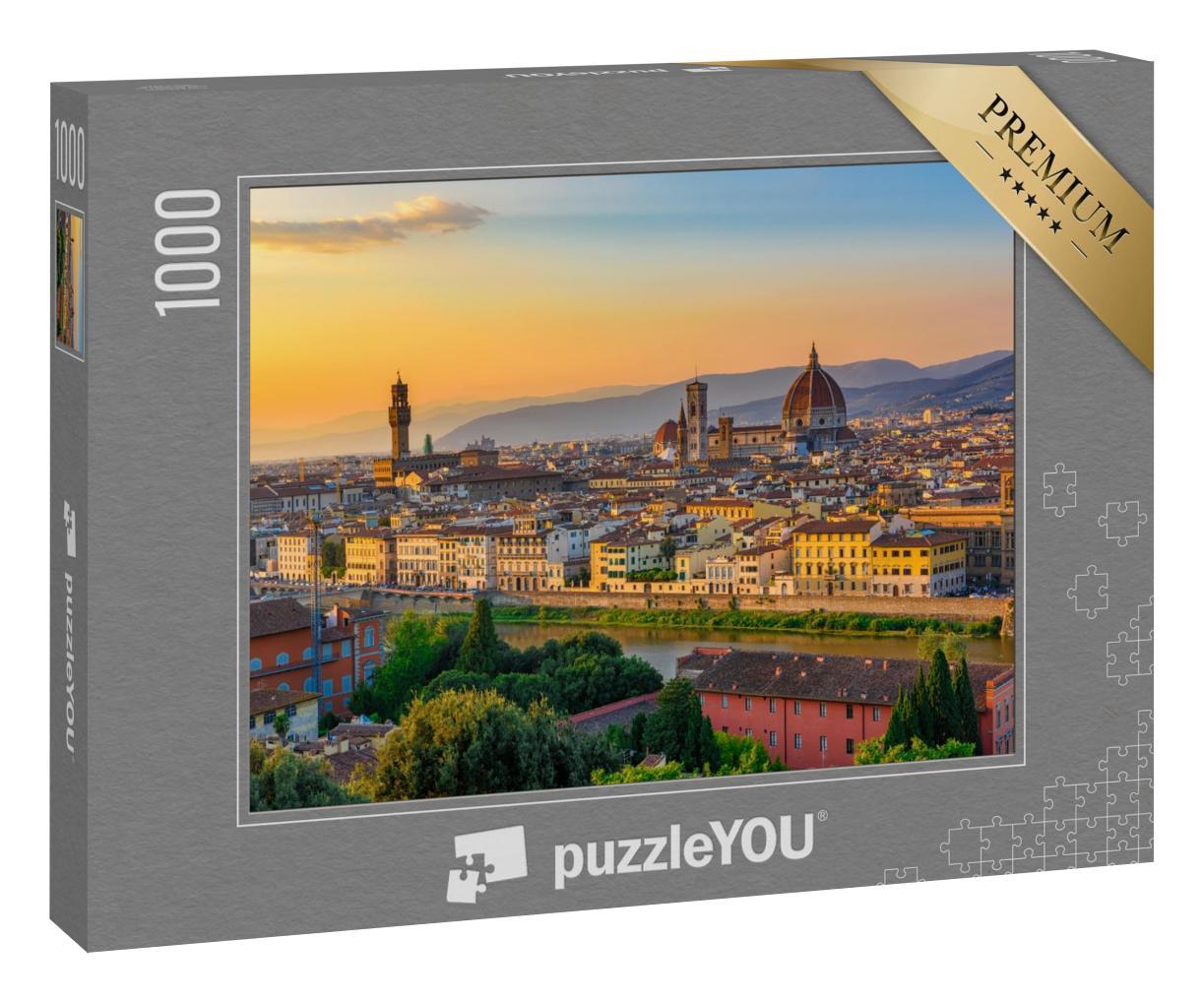 Puzzle 1000 Teile „Sonnenuntergang über Florenz“
