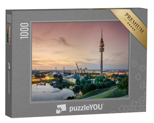 Puzzel 1000 stukjes „Zonsondergang in het Olympisch Park München“