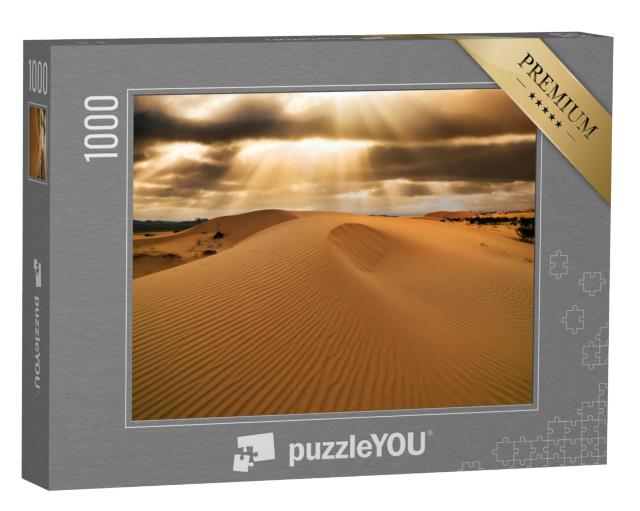 Puzzel 1000 stukjes „Zonsondergang boven de zandduinen in de Sahara“