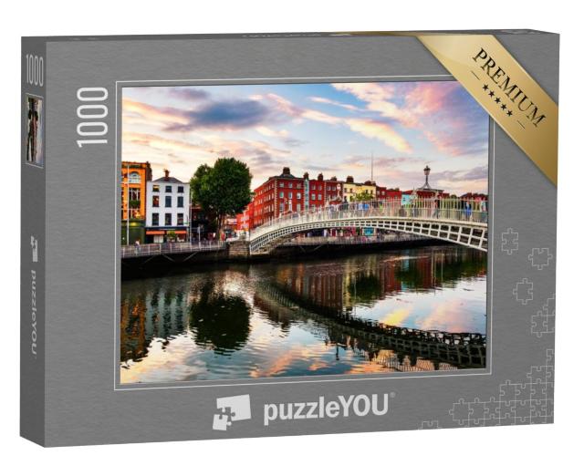 Puzzel 1000 stukjes „Prachtige zonsondergang bij de Ha'penny Bridge, Dublin, Ierland“