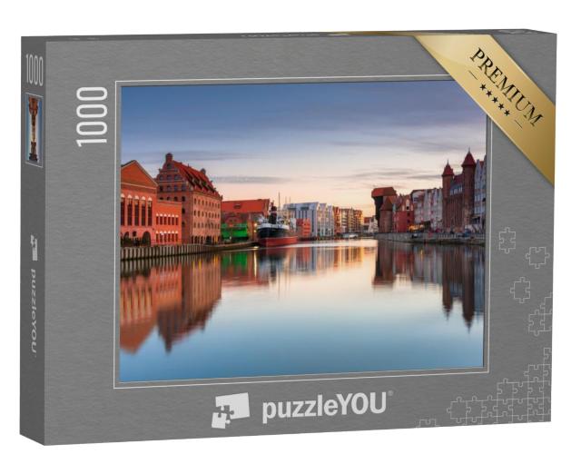 Puzzel 1000 stukjes „Zonsondergang boven Gdansk op de rivier de Motlawa, Polen“