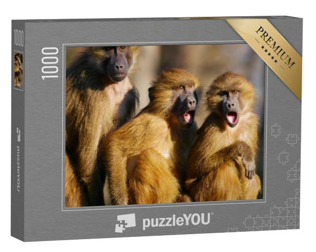 Puzzel 1000 stukjes „Opwinding in de bavianenfamilie“