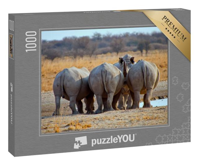 Puzzle „Drei Breitmaulnashörner, Botswana Afrika“