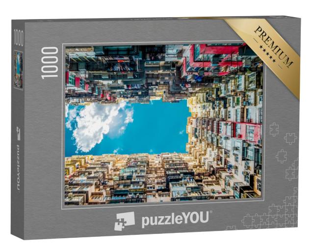 Puzzel 1000 stukjes „Architectuur vanuit een spannend perspectief van onderaf tegen de lucht“