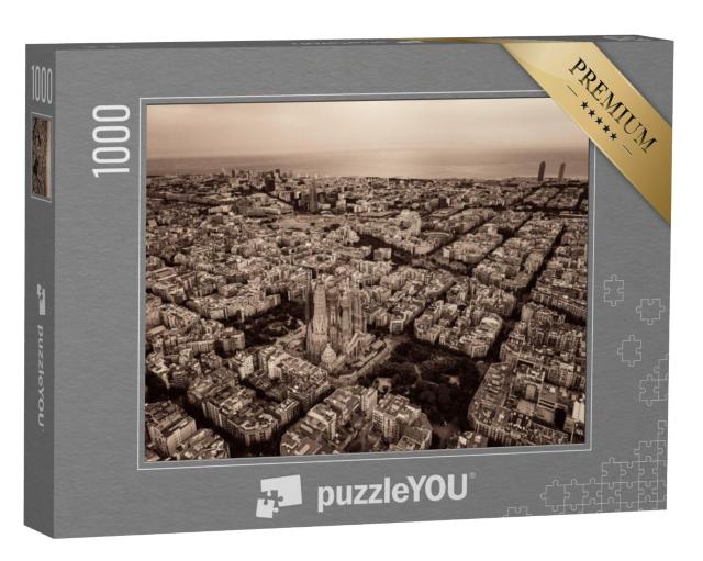 Puzzel 1000 stukjes „Luchtfoto van de Sagrada Familia Basiliek, Barcelona, Spanje“